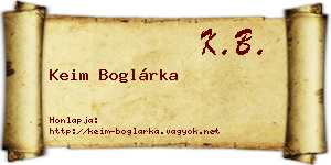 Keim Boglárka névjegykártya
